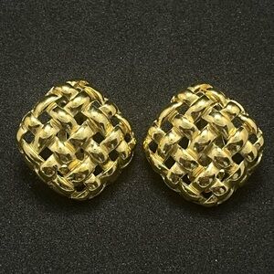 1569 Givenchy Gold Plated Woven Paddle Back Clip Earrings